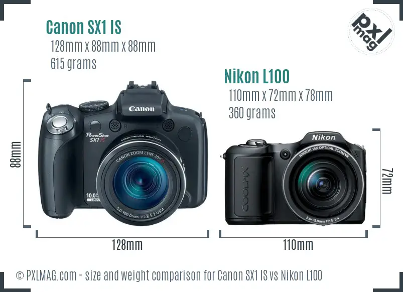 Canon SX1 IS vs Nikon L100 size comparison