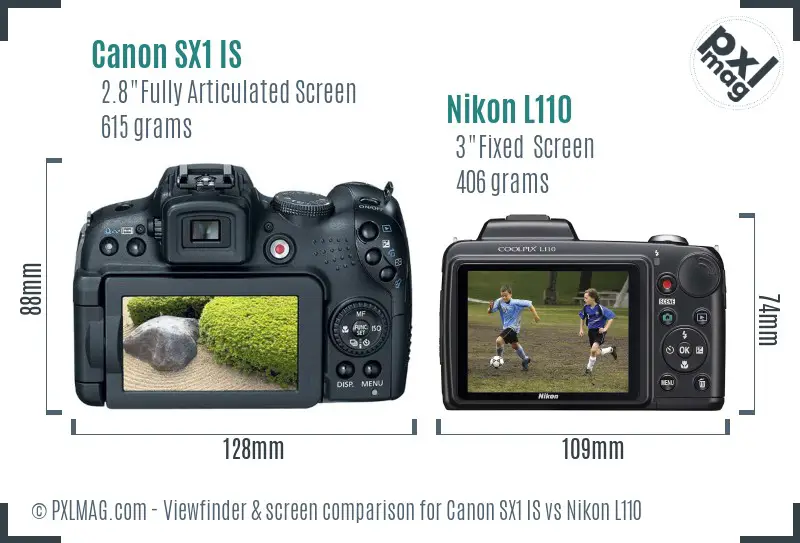 Canon SX1 IS vs Nikon L110 Screen and Viewfinder comparison