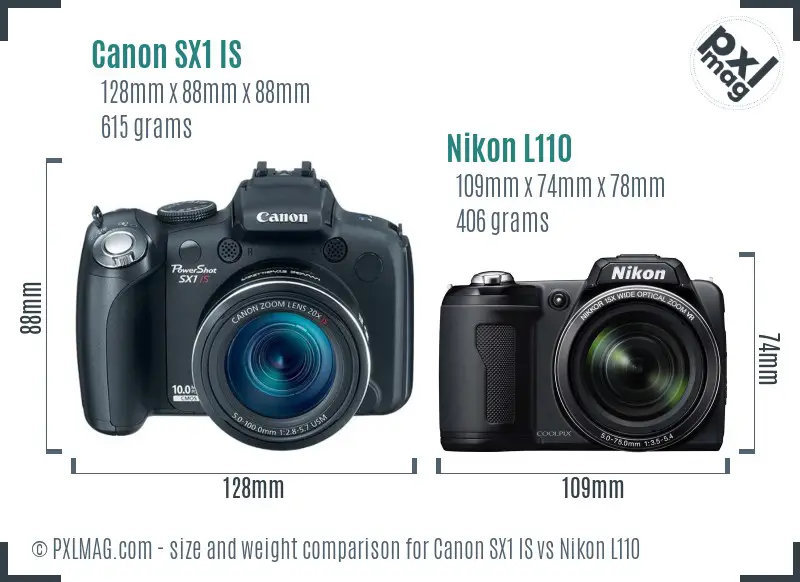 Canon SX1 IS vs Nikon L110 size comparison