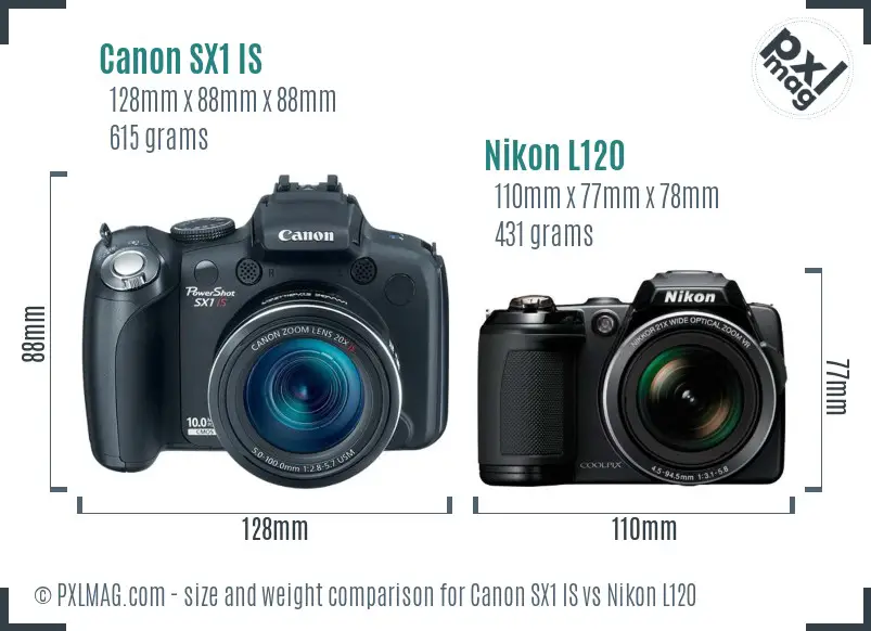 Canon SX1 IS vs Nikon L120 size comparison