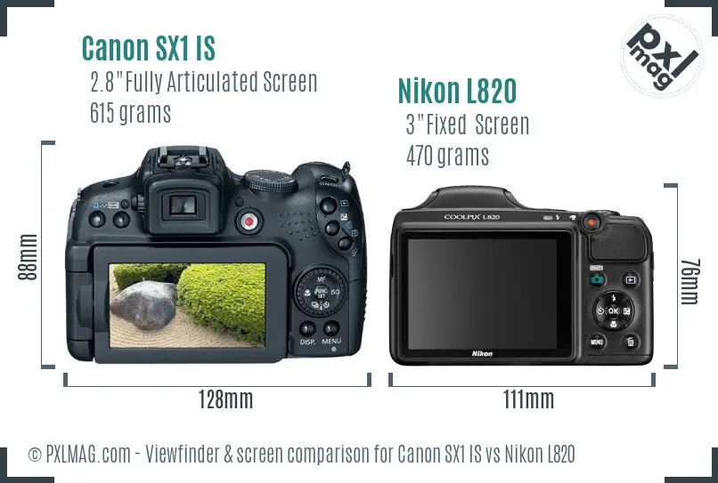 Canon SX1 IS vs Nikon L820 Screen and Viewfinder comparison Canon SX1 IS vs Nikon L820 Screen and Viewfinder comparison