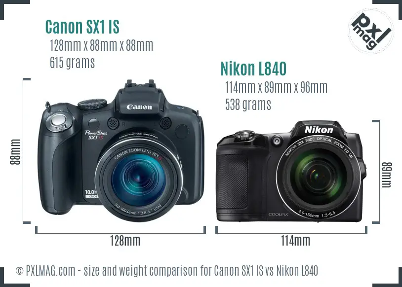 Canon SX1 IS vs Nikon L840 size comparison