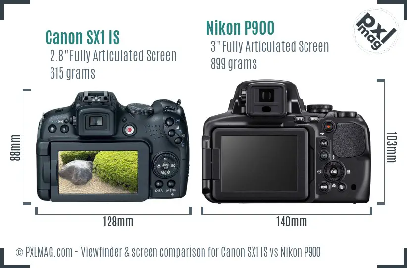 Canon SX1 IS vs Nikon P900 Screen and Viewfinder comparison Canon SX1 IS vs Nikon P900 Screen and Viewfinder comparison