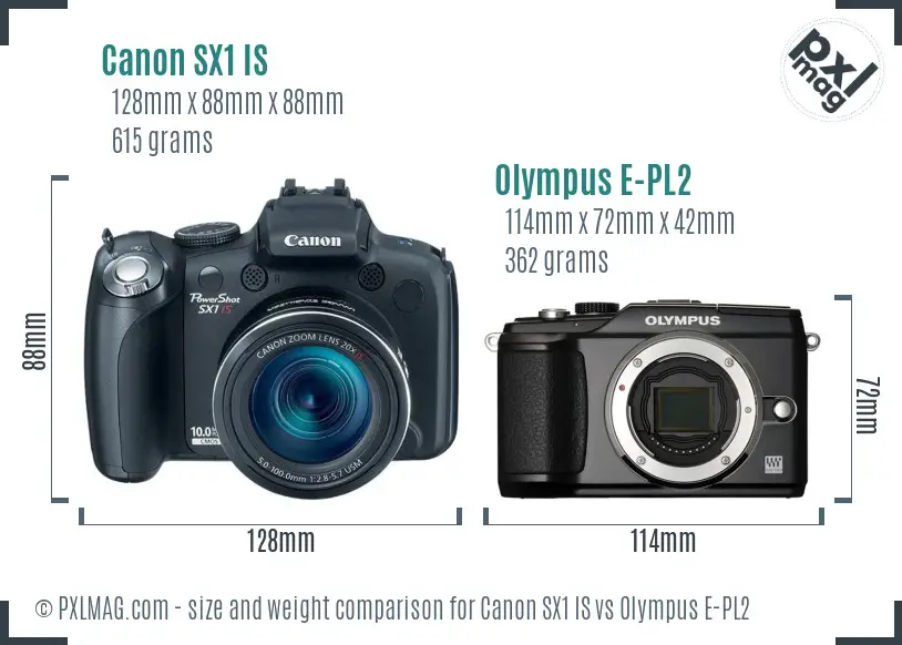 Canon SX1 IS vs Olympus E-PL2 size comparison