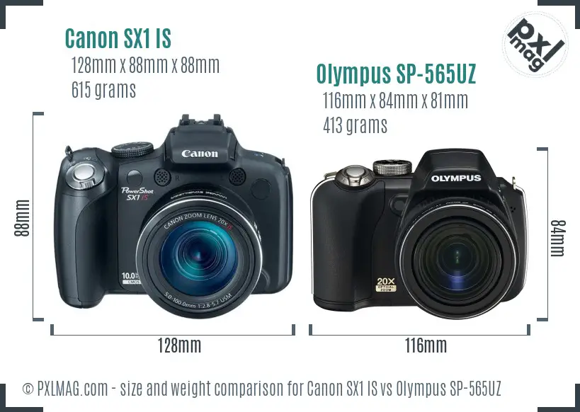 Canon SX1 IS vs Olympus SP-565UZ size comparison