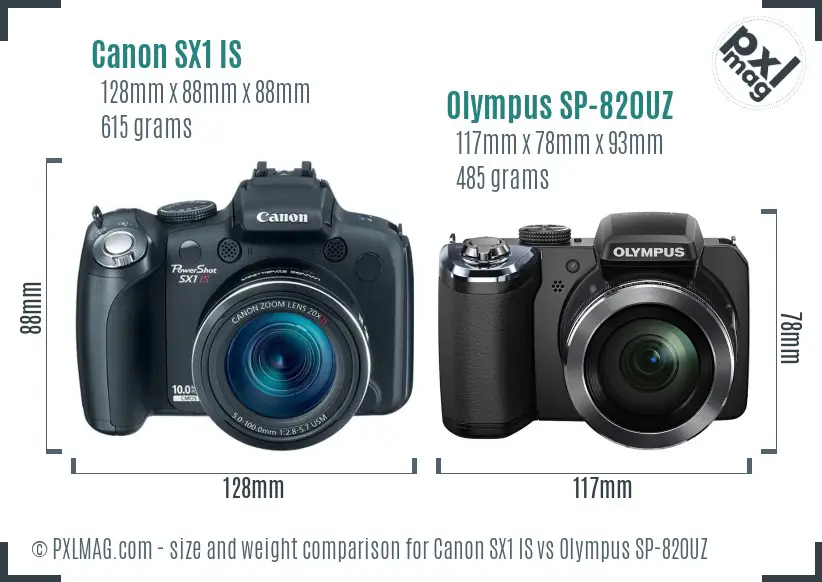 Canon SX1 IS vs Olympus SP-820UZ size comparison