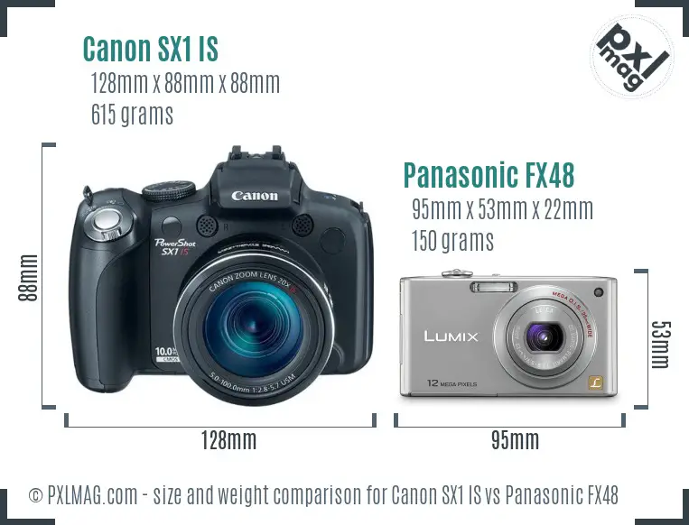 Canon SX1 IS vs Panasonic FX48 size comparison