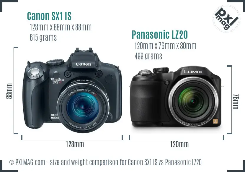 Canon SX1 IS vs Panasonic LZ20 size comparison