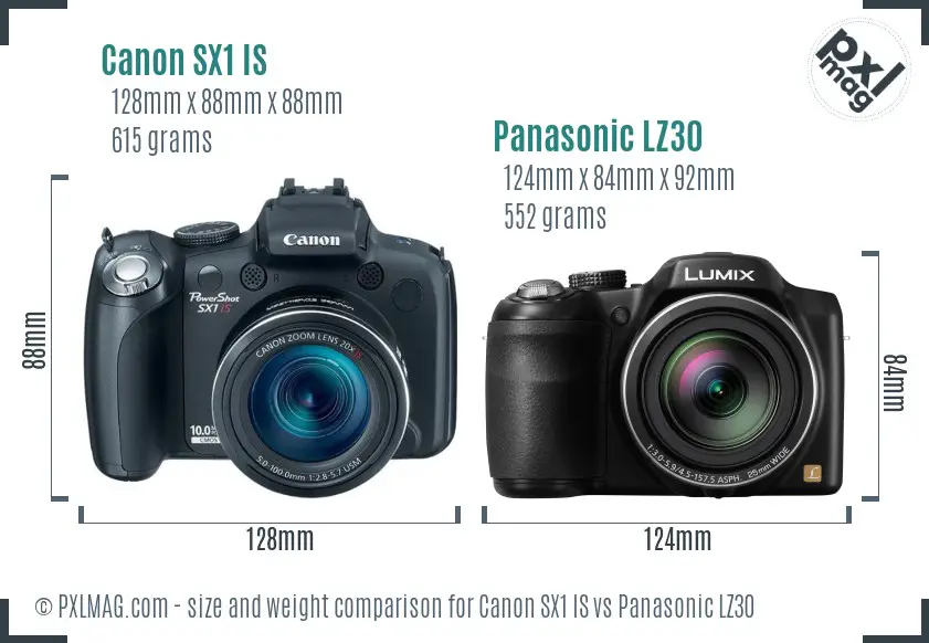 Canon SX1 IS vs Panasonic LZ30 size comparison