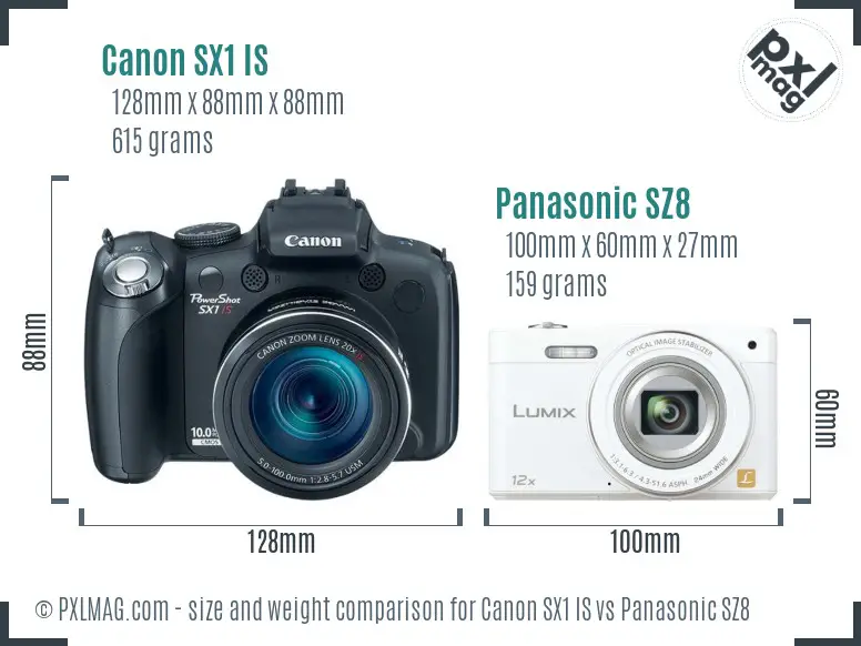 Canon SX1 IS vs Panasonic SZ8 size comparison