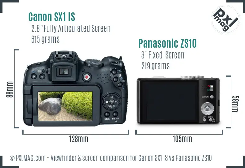 Canon SX1 IS vs Panasonic ZS10 Screen and Viewfinder comparison