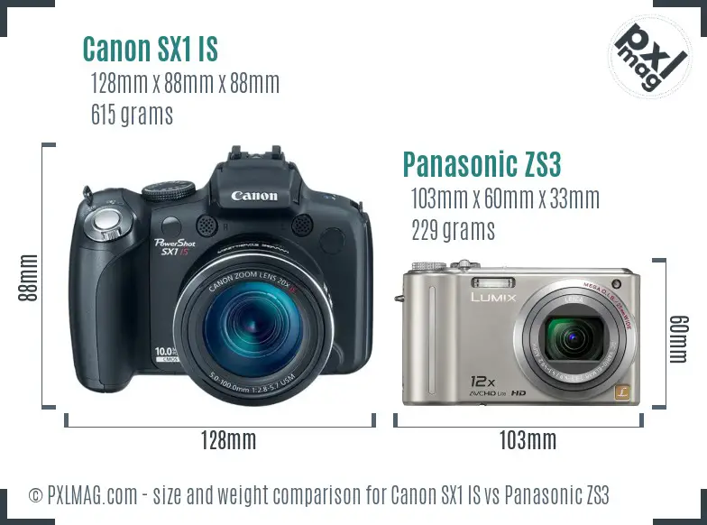 Canon SX1 IS vs Panasonic ZS3 size comparison Canon SX1 IS vs Panasonic ZS3 size comparison