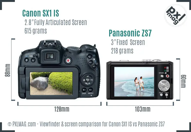 Canon SX1 IS vs Panasonic ZS7 Screen and Viewfinder comparison Canon SX1 IS vs Panasonic ZS7 Screen and Viewfinder comparison