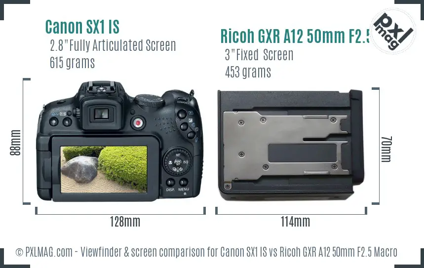 Canon SX1 IS vs Ricoh GXR A12 50mm F2.5 Macro Screen and Viewfinder comparison Canon SX1 IS vs Ricoh GXR A12 50mm F2.5 Macro Screen and Viewfinder comparison