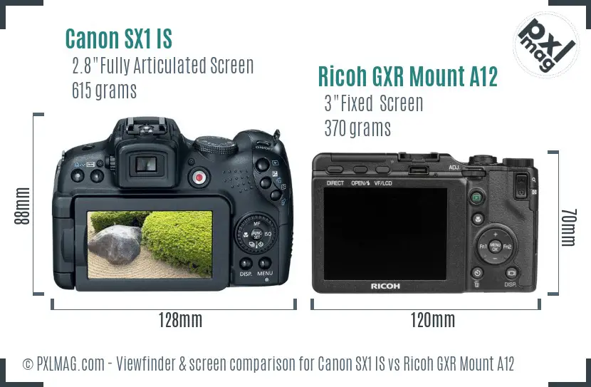 Canon SX1 IS vs Ricoh GXR Mount A12 Screen and Viewfinder comparison Canon SX1 IS vs Ricoh GXR Mount A12 Screen and Viewfinder comparison