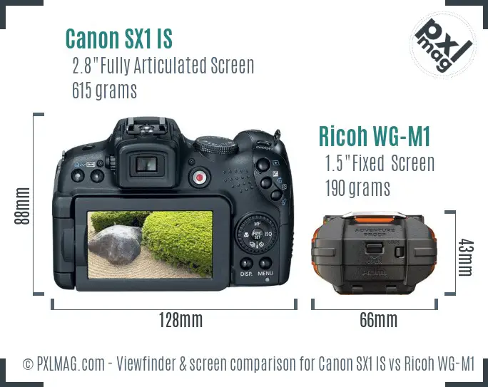 Canon SX1 IS vs Ricoh WG-M1 Screen and Viewfinder comparison