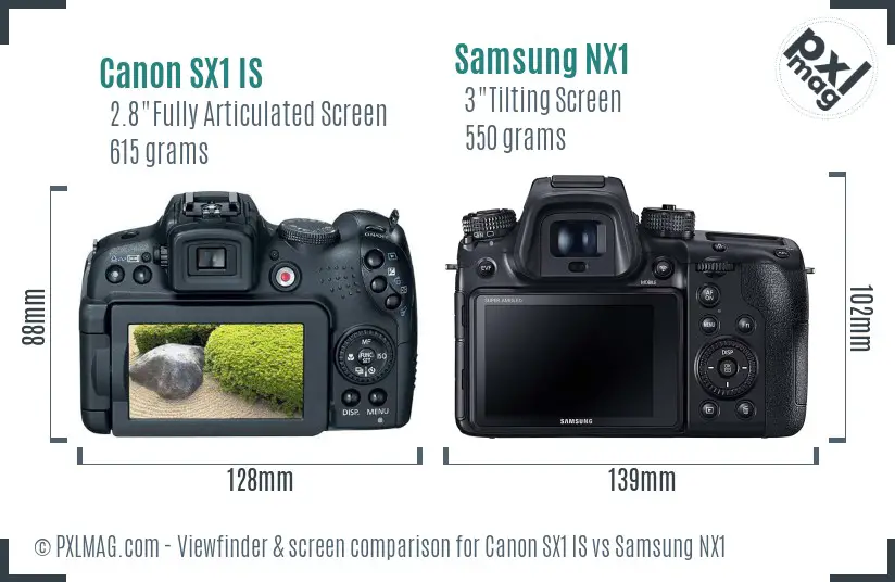 Canon SX1 IS vs Samsung NX1 Screen and Viewfinder comparison Canon SX1 IS vs Samsung NX1 Screen and Viewfinder comparison