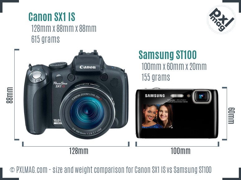 Canon SX1 IS vs Samsung ST100 size comparison