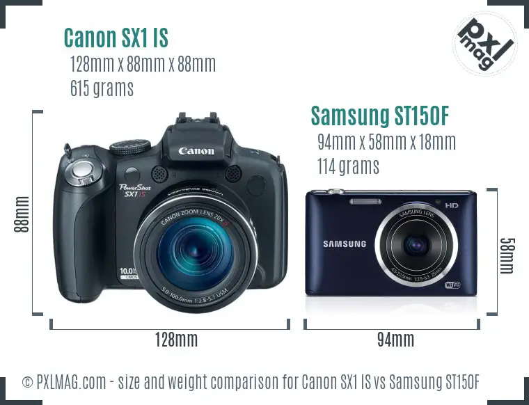 Canon SX1 IS vs Samsung ST150F size comparison