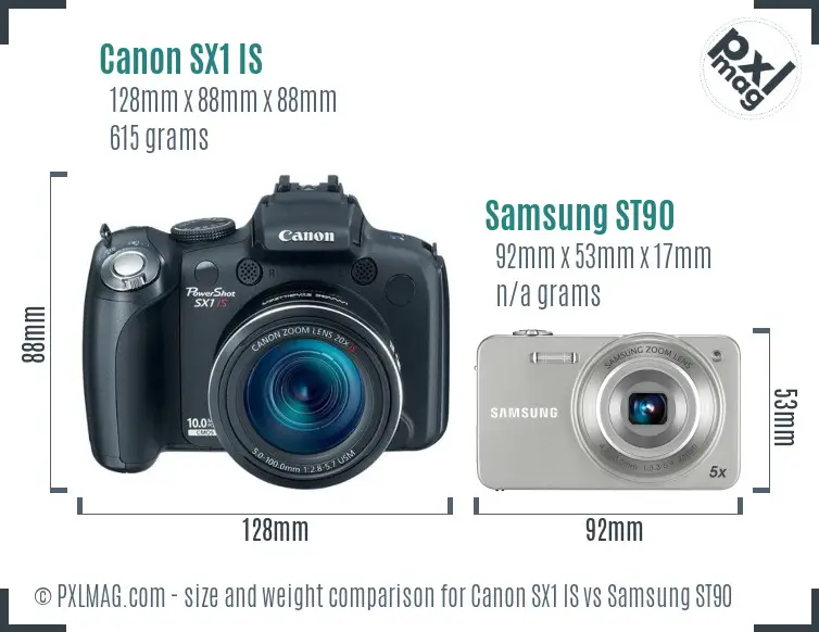 Canon SX1 IS vs Samsung ST90 size comparison Canon SX1 IS vs Samsung ST90 size comparison