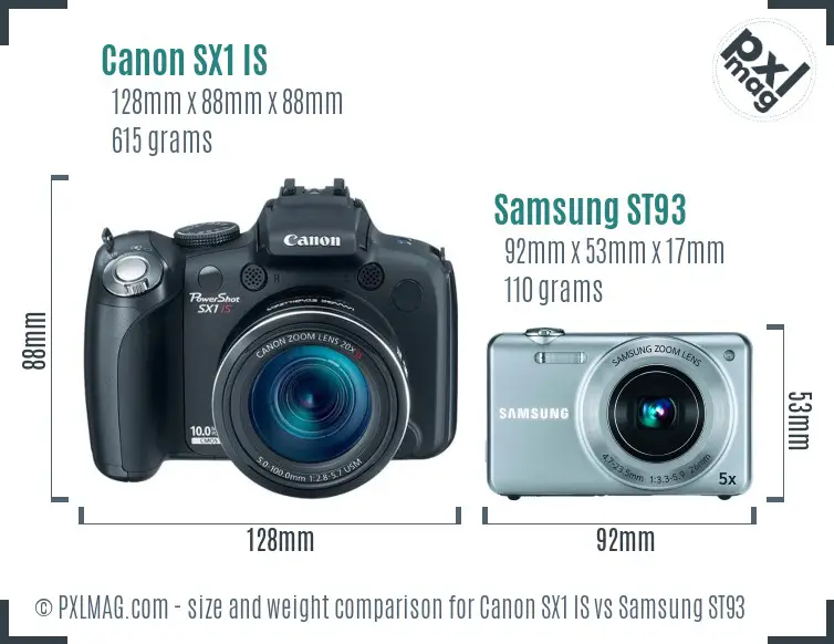 Canon SX1 IS vs Samsung ST93 size comparison