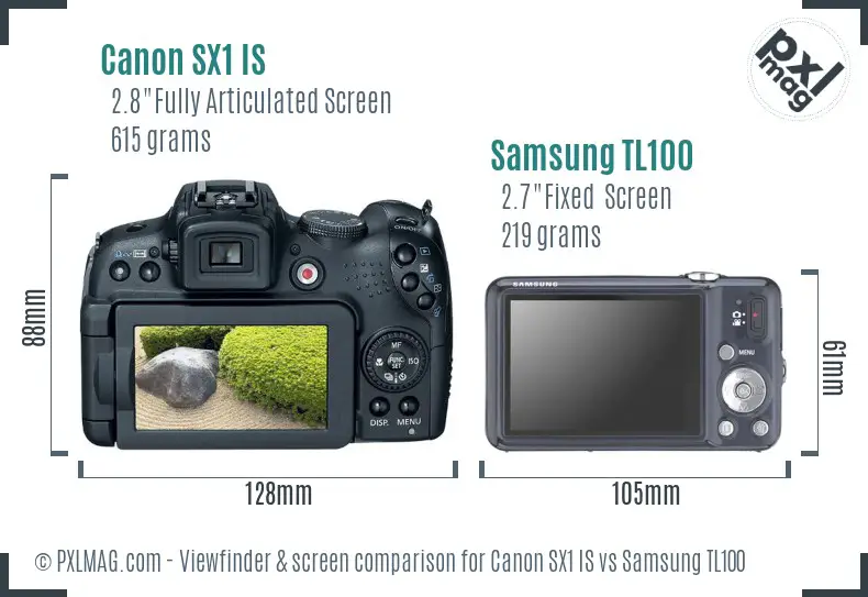 Canon SX1 IS vs Samsung TL100 Screen and Viewfinder comparison Canon SX1 IS vs Samsung TL100 Screen and Viewfinder comparison