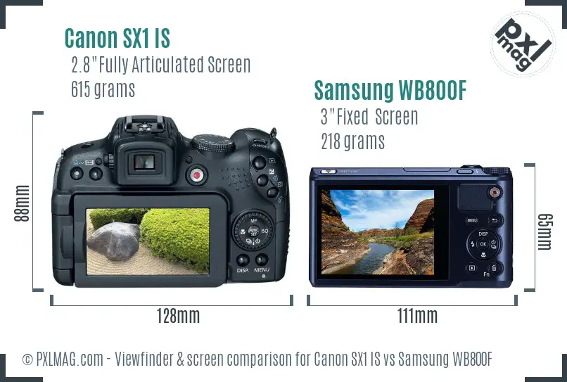 Canon SX1 IS vs Samsung WB800F Screen and Viewfinder comparison