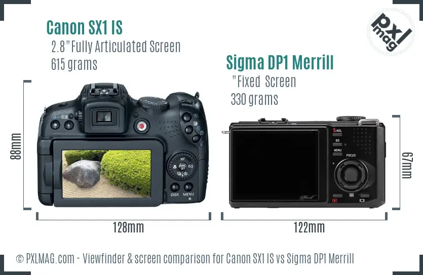 Canon SX1 IS vs Sigma DP1 Merrill Screen and Viewfinder comparison Canon SX1 IS vs Sigma DP1 Merrill Screen and Viewfinder comparison