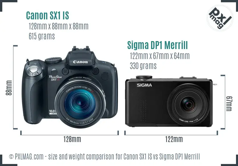 Canon SX1 IS vs Sigma DP1 Merrill size comparison Canon SX1 IS vs Sigma DP1 Merrill size comparison