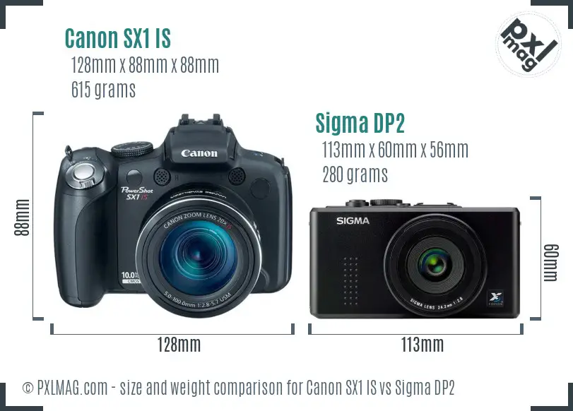 Canon SX1 IS vs Sigma DP2 size comparison