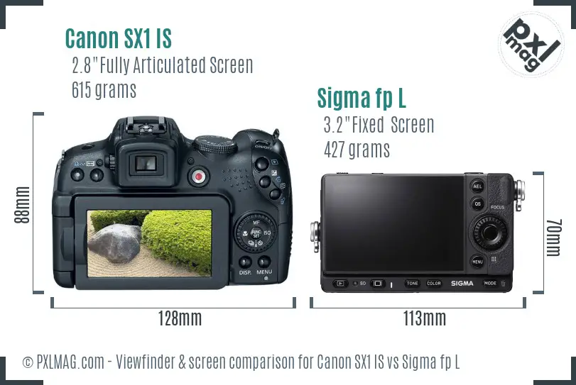 Canon SX1 IS vs Sigma fp L Screen and Viewfinder comparison