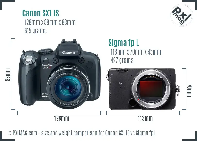 Canon SX1 IS vs Sigma fp L size comparison