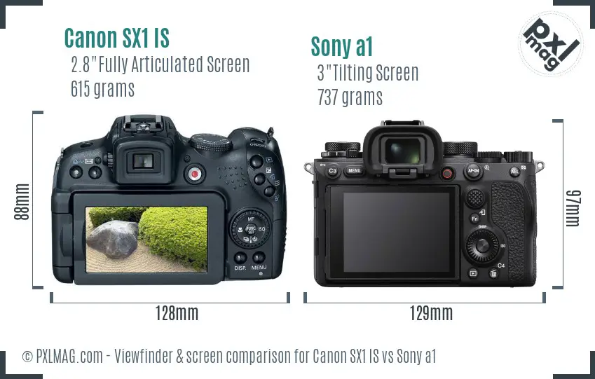 Canon SX1 IS vs Sony a1 Screen and Viewfinder comparison Canon SX1 IS vs Sony a1 Screen and Viewfinder comparison