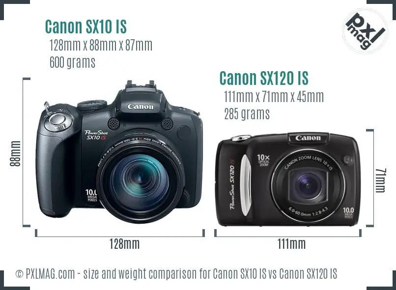 Canon SX10 IS vs Canon SX120 IS size comparison