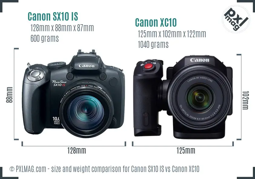 Canon SX10 IS vs Canon XC10 size comparison