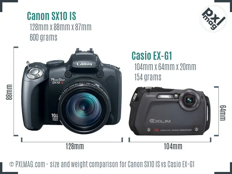 Canon SX10 IS vs Casio EX-G1 size comparison