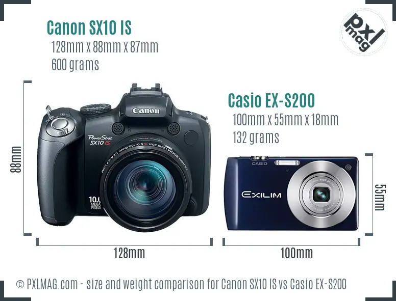 Canon SX10 IS vs Casio EX-S200 size comparison