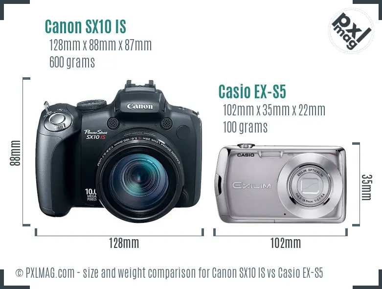 Canon SX10 IS vs Casio EX-S5 size comparison