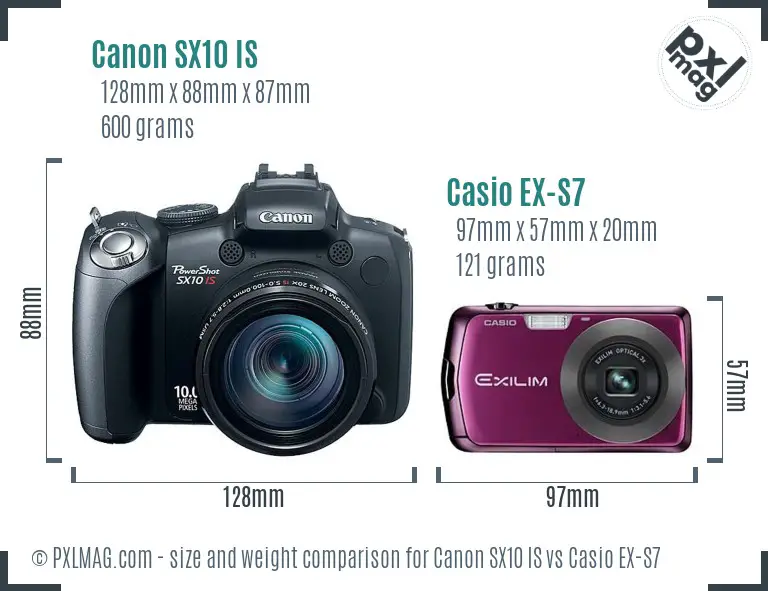 Canon SX10 IS vs Casio EX-S7 size comparison