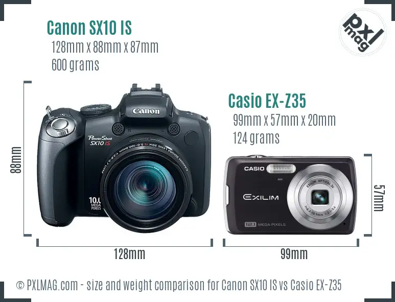 Canon SX10 IS vs Casio EX-Z35 size comparison