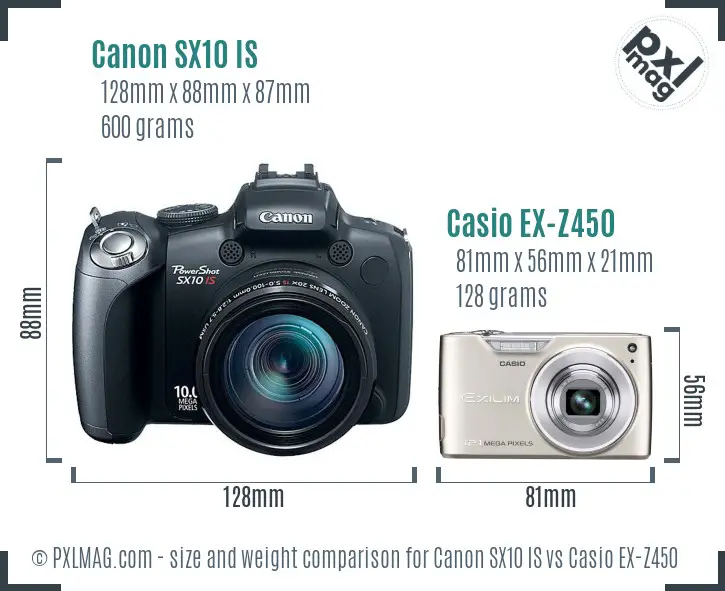 Canon SX10 IS vs Casio EX-Z450 size comparison