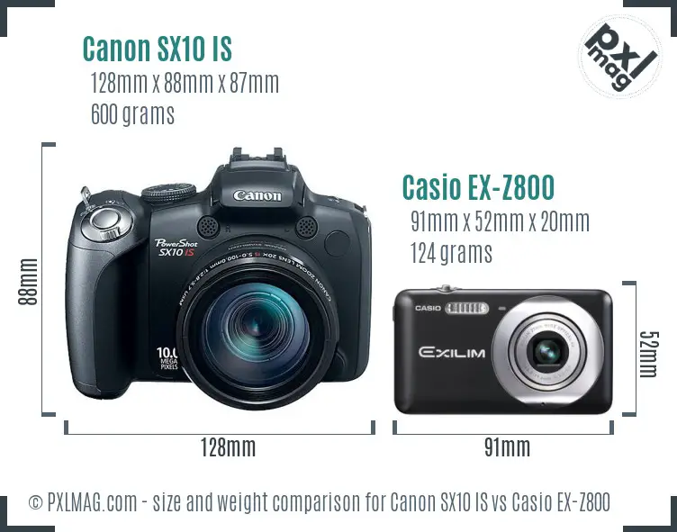 Canon SX10 IS vs Casio EX-Z800 size comparison