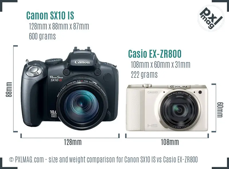 Canon SX10 IS vs Casio EX-ZR800 size comparison