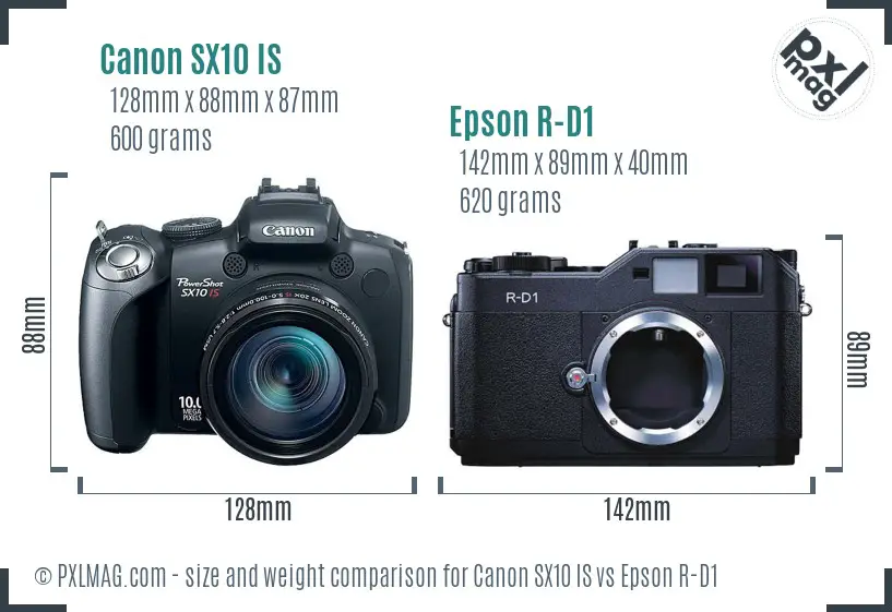 Canon SX10 IS vs Epson R-D1 size comparison