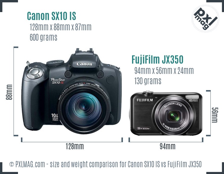 Canon SX10 IS vs FujiFilm JX350 size comparison