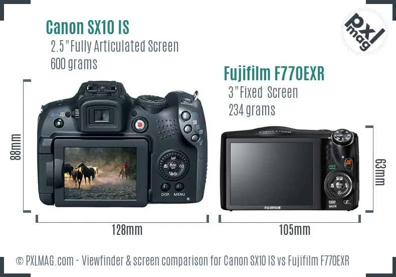 Canon SX10 IS vs Fujifilm F770EXR Screen and Viewfinder comparison Canon SX10 IS vs Fujifilm F770EXR Screen and Viewfinder comparison