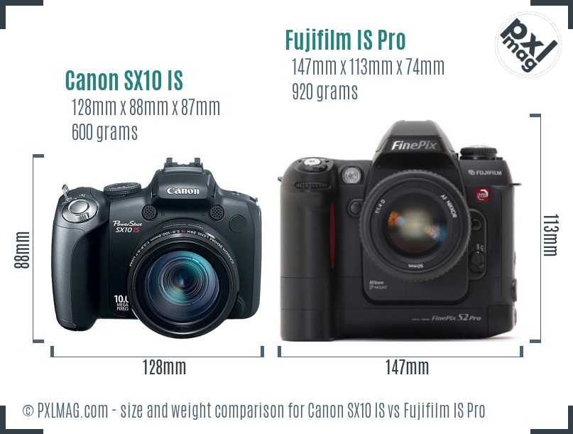 Canon SX10 IS vs Fujifilm IS Pro size comparison Canon SX10 IS vs Fujifilm IS Pro size comparison