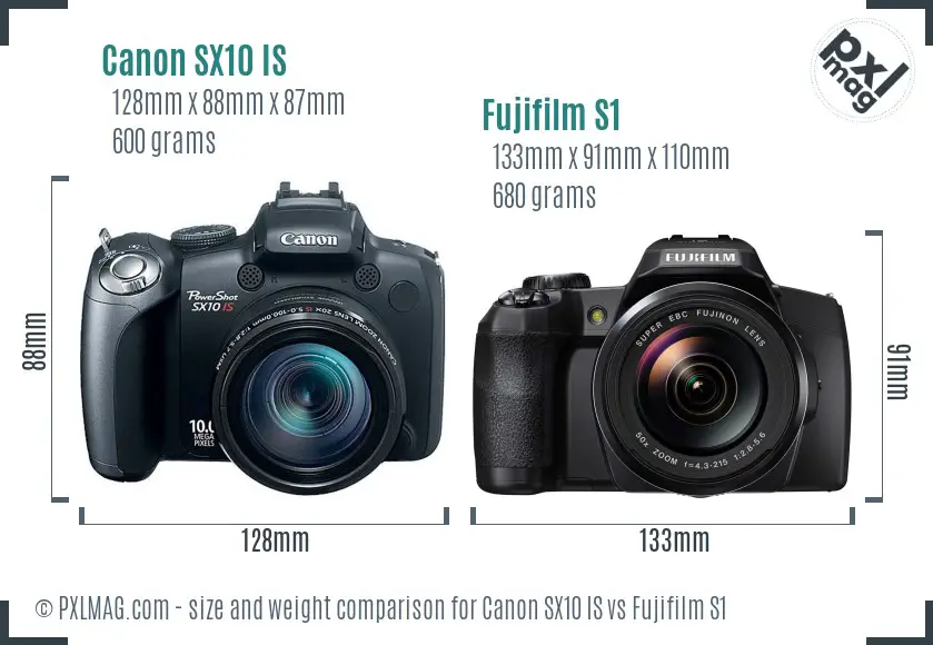 Canon SX10 IS vs Fujifilm S1 size comparison