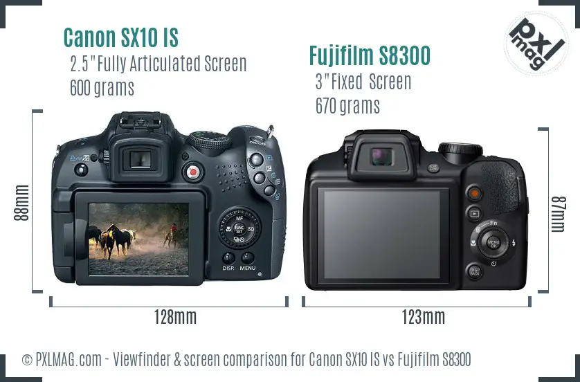Canon SX10 IS vs Fujifilm S8300 Screen and Viewfinder comparison Canon SX10 IS vs Fujifilm S8300 Screen and Viewfinder comparison