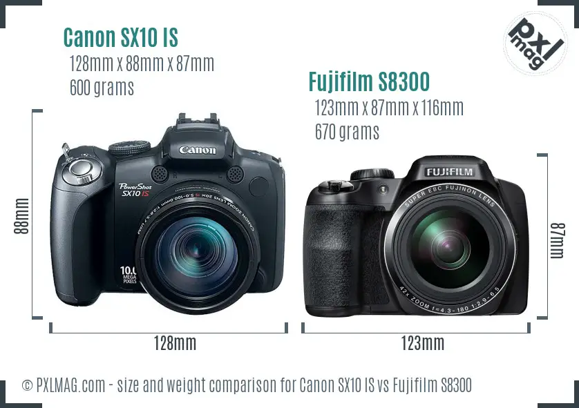 Canon SX10 IS vs Fujifilm S8300 size comparison Canon SX10 IS vs Fujifilm S8300 size comparison